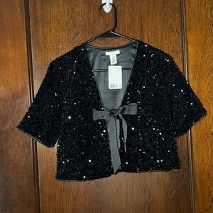 H&M Sequin Front Tie Cardigan Size Small NWT